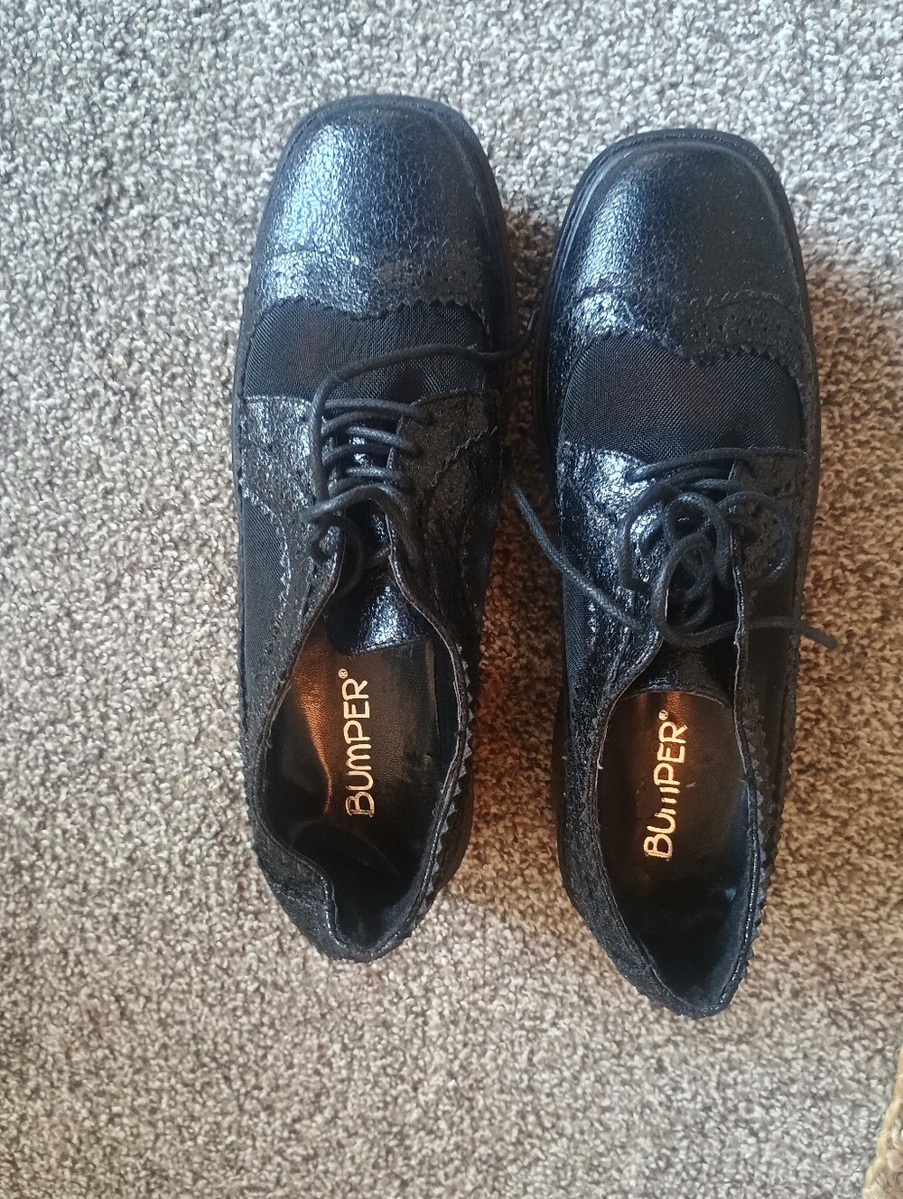 Bumper Women’s Black Lace-Up Brogue Shoes